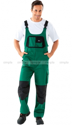 Мужской рабочий комбинезон зеленого цвета, с нагрудным карманом.